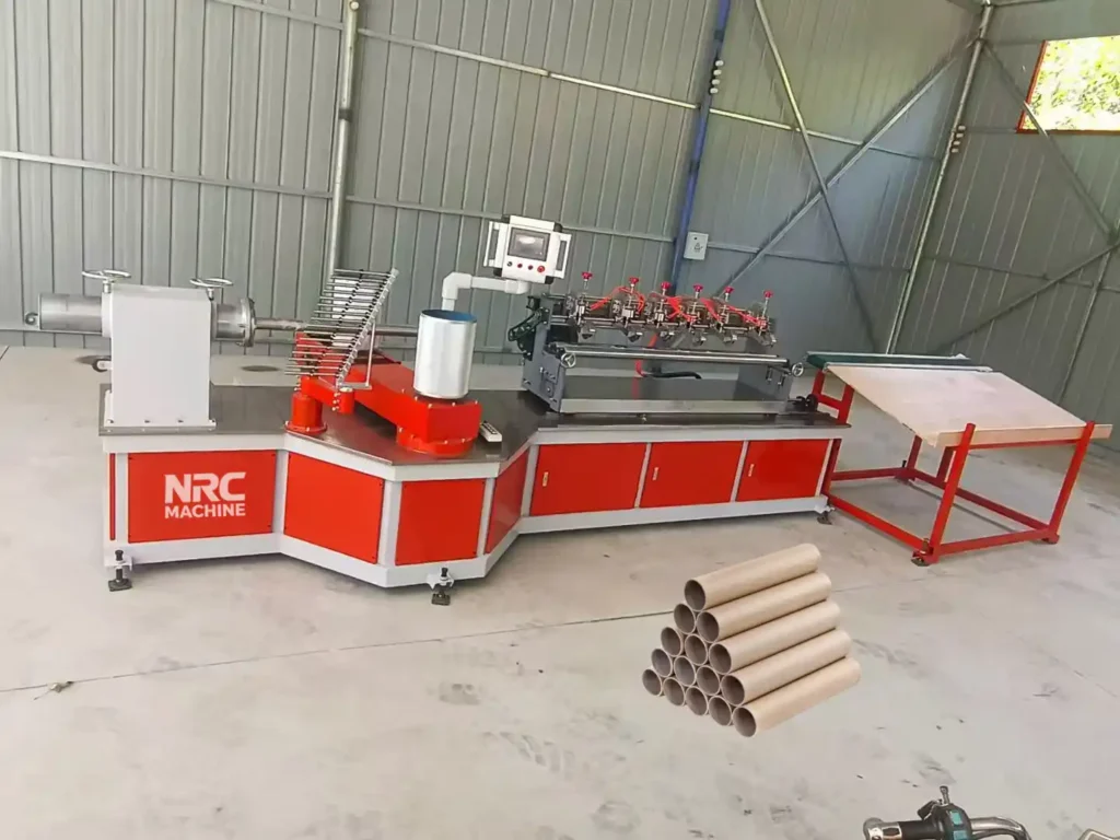 principio di funzionamento della macchina per tubi di carta a spirale nrc machine nrc150d multi blades spiral paper tube machine in working