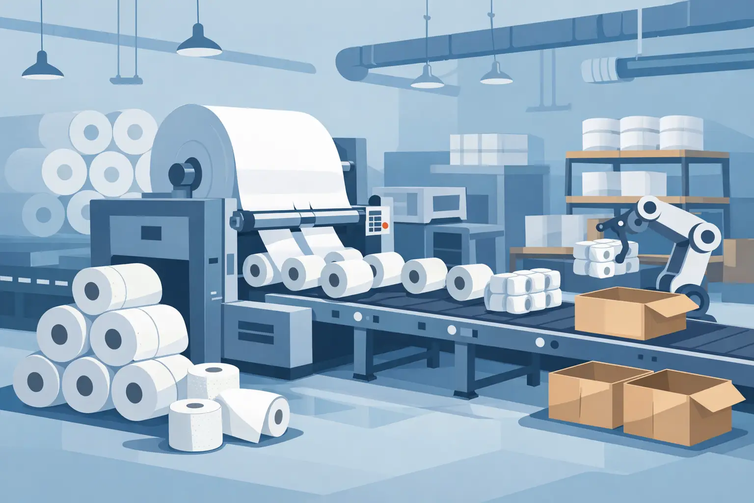 toiletpapierlijn installatievoorbeeld - nrc machine